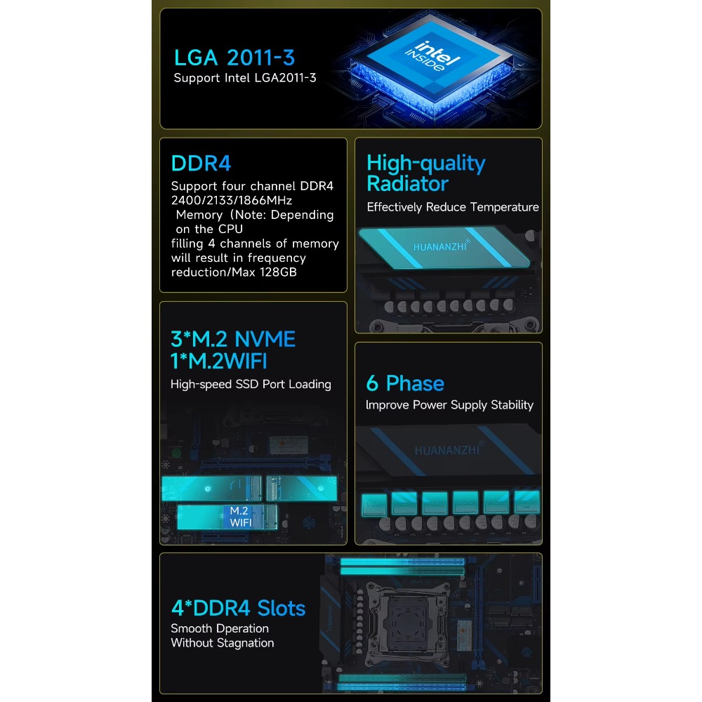 Placa-mãe HUANANZHI X99 QD4 LG - E5 2696 V3 avaliação e preço